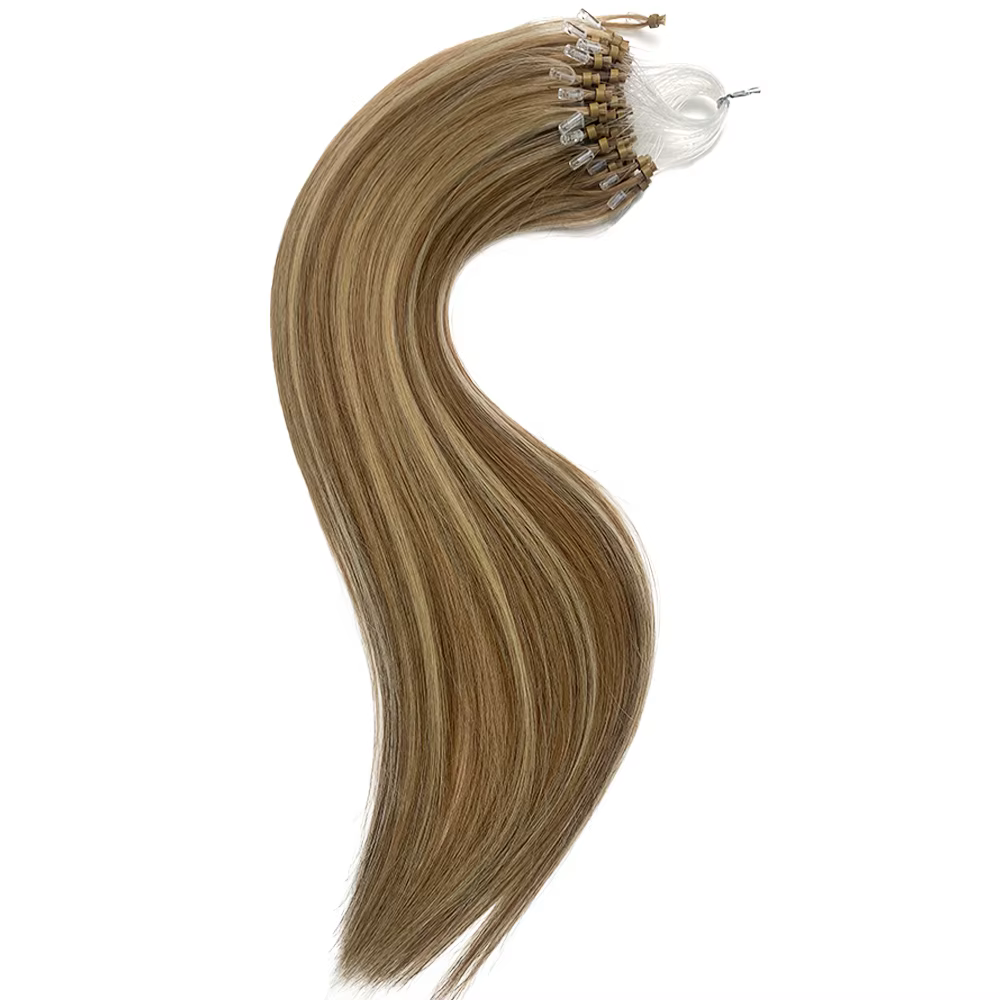 Extensions de cheveux humains Remy DIYOMO 14-24 pouces, fixation micro-anneaux, micro-perles, aspect