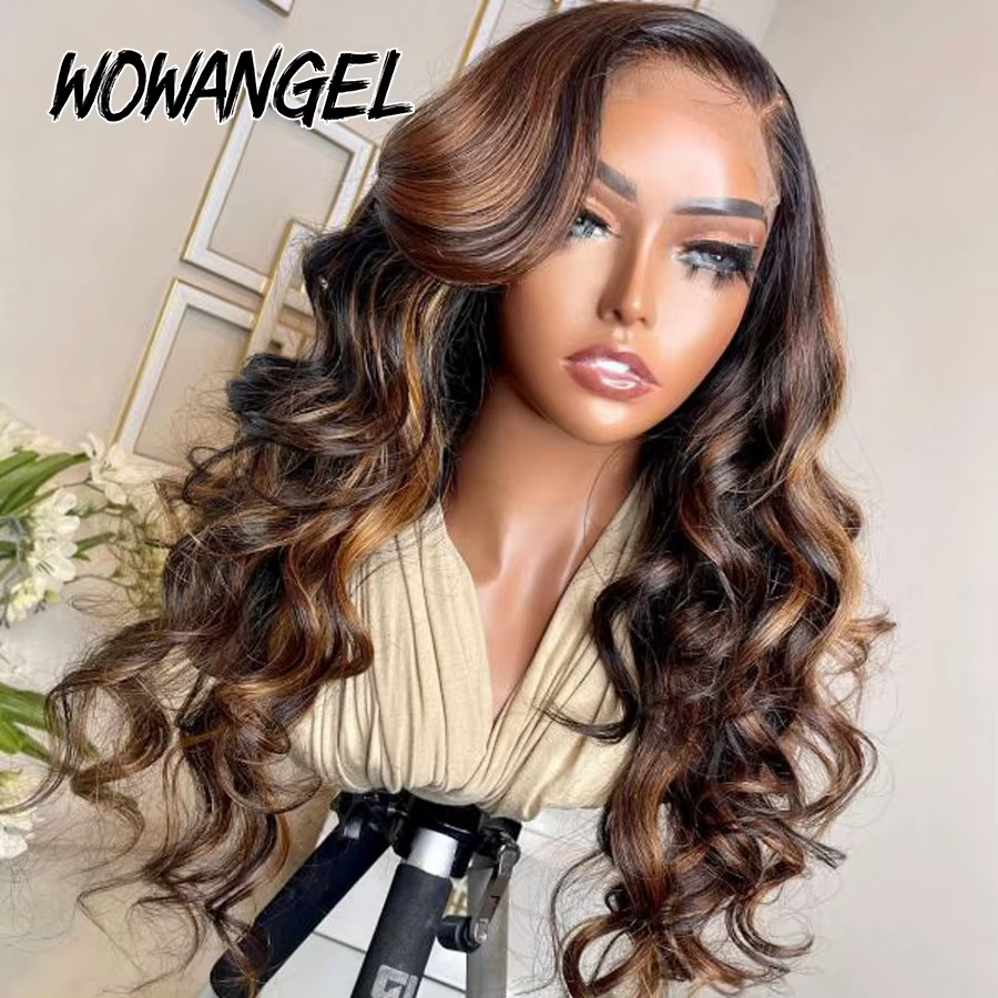 WOWANGEL-Perruque de cheveux humains Bye Bye Noeuds, 1B30 Highlight HD Lace Closure Wig, Body Wave H
