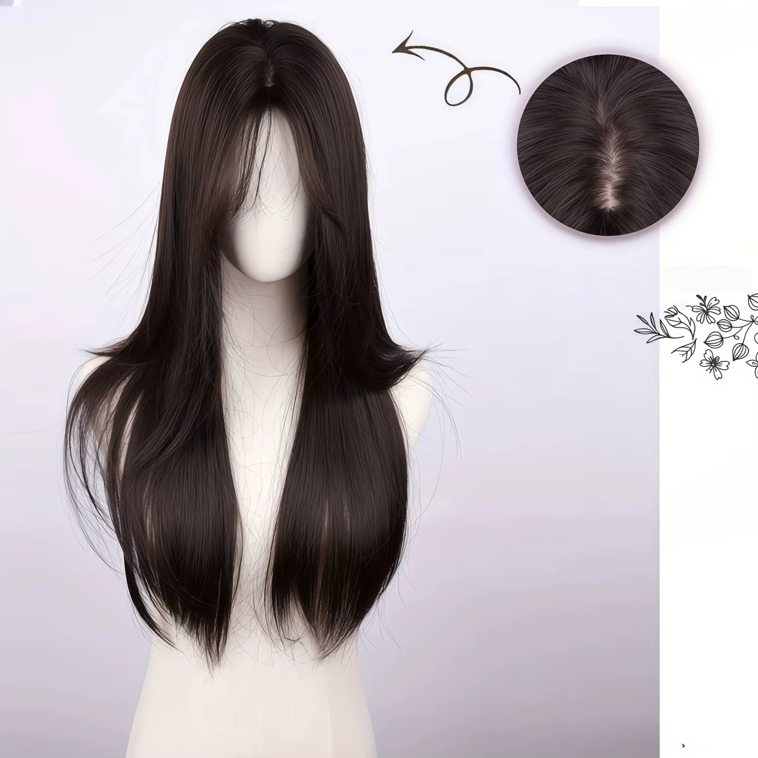 Perruque synthétique lisse noire naturelle de 28 pouces, idéale pour les carnavals, la Saint-Patrick