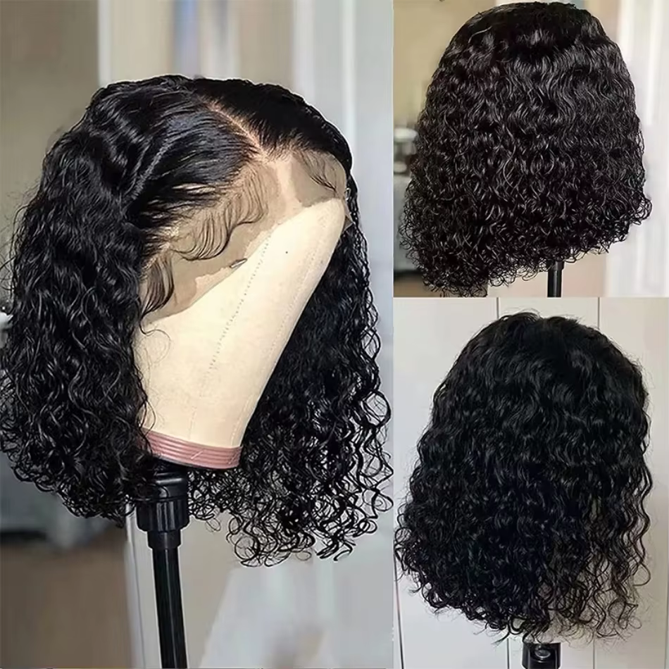Perruques Bob Courtes Bouclées à 220% de Densité, Cheveux Humains, Perruque Bob Ondulée Profonde, Pe