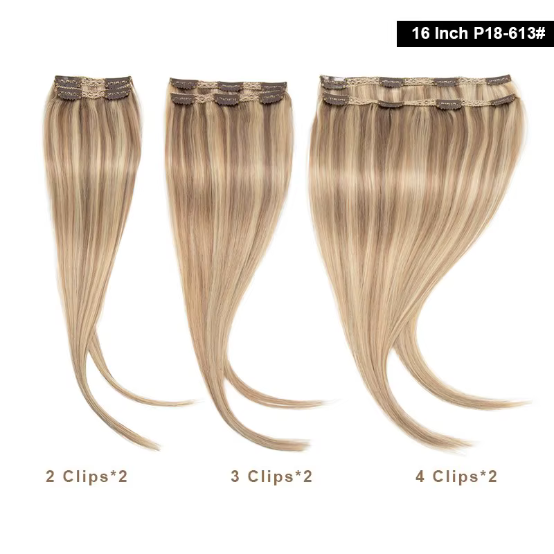 Extensions de Cheveux Humains à réinitialisation Brun Foncé, Grand Volume Sans Couture, Tête Complèt