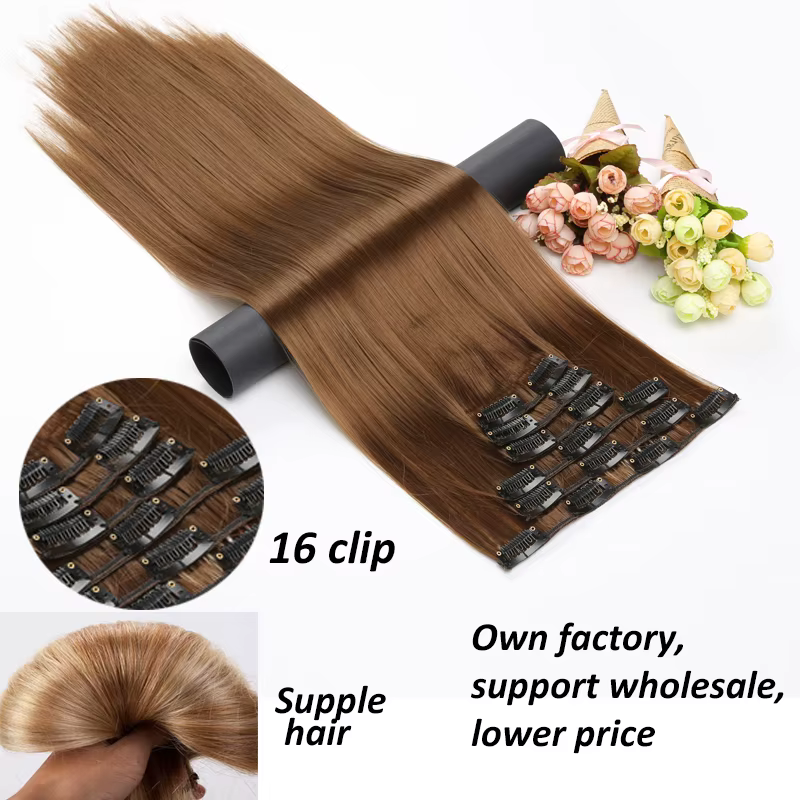 WIGSIN synthétique 6 pièces/ensemble Extension de cheveux longue droite à clipser Extension Invisibl