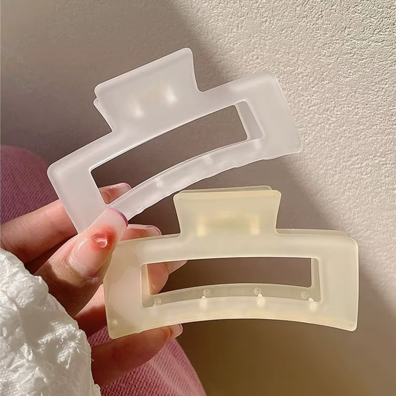 Nouvelles pinces à cheveux rectangulaires transparentes givrées élégantes pour femmes, pinces à chev