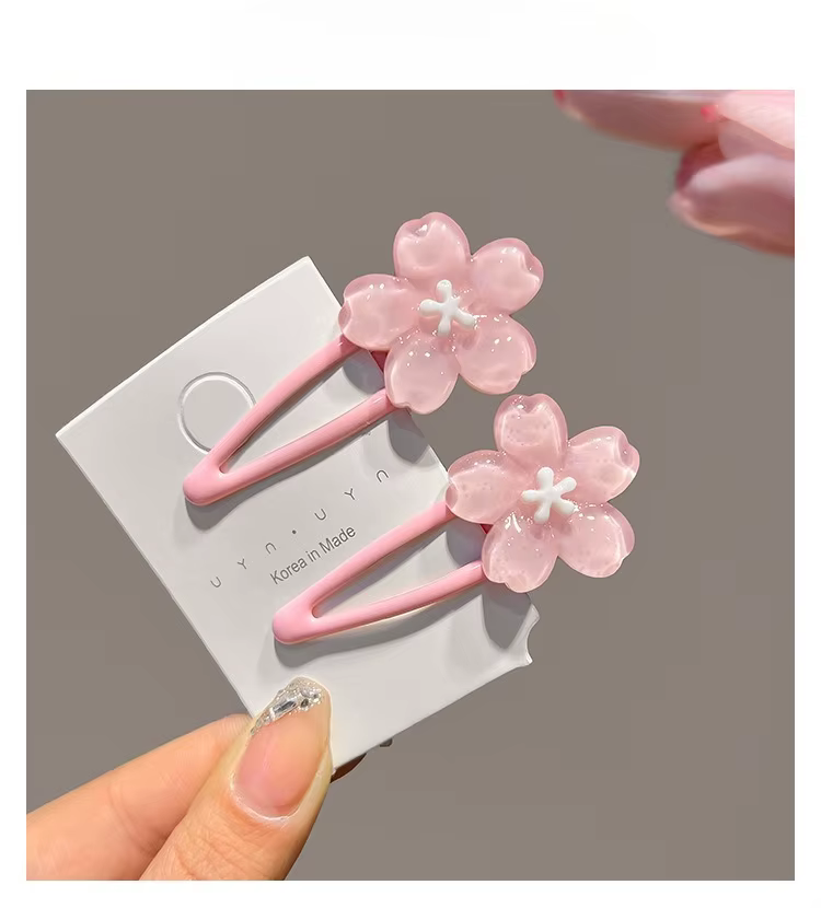 Pince à cheveux tendance Fleur de cerisier douce pour femme, mini pince latérale esthétique, pour fê