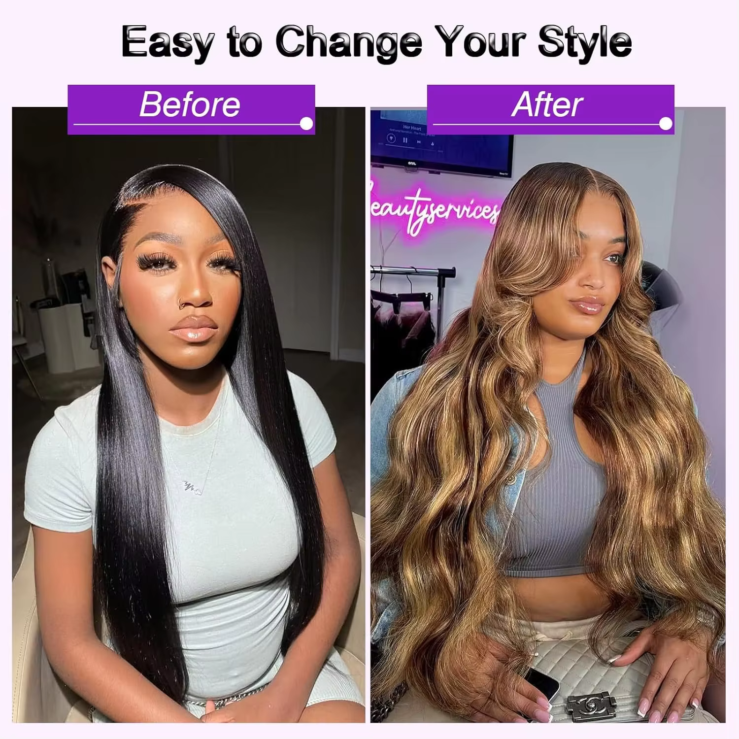 Extensions de Cheveux Humains Naturels Brésiliens Vierges, Ondulés, Ombrés, Couleur Miel Blond P4/27