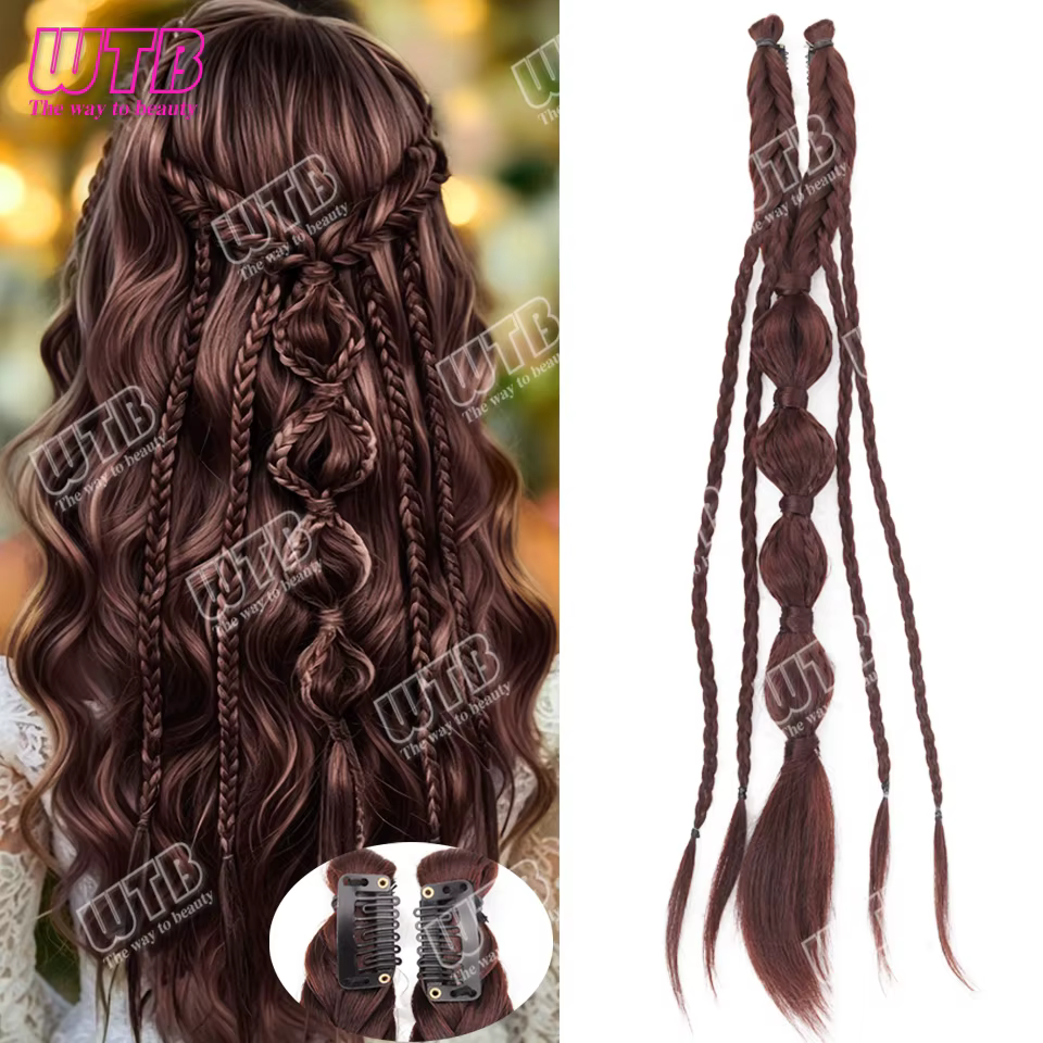 WTB Perruque tressée synthétique avec clip BB, élégante et délicate, idéale pour les mariages, les f
