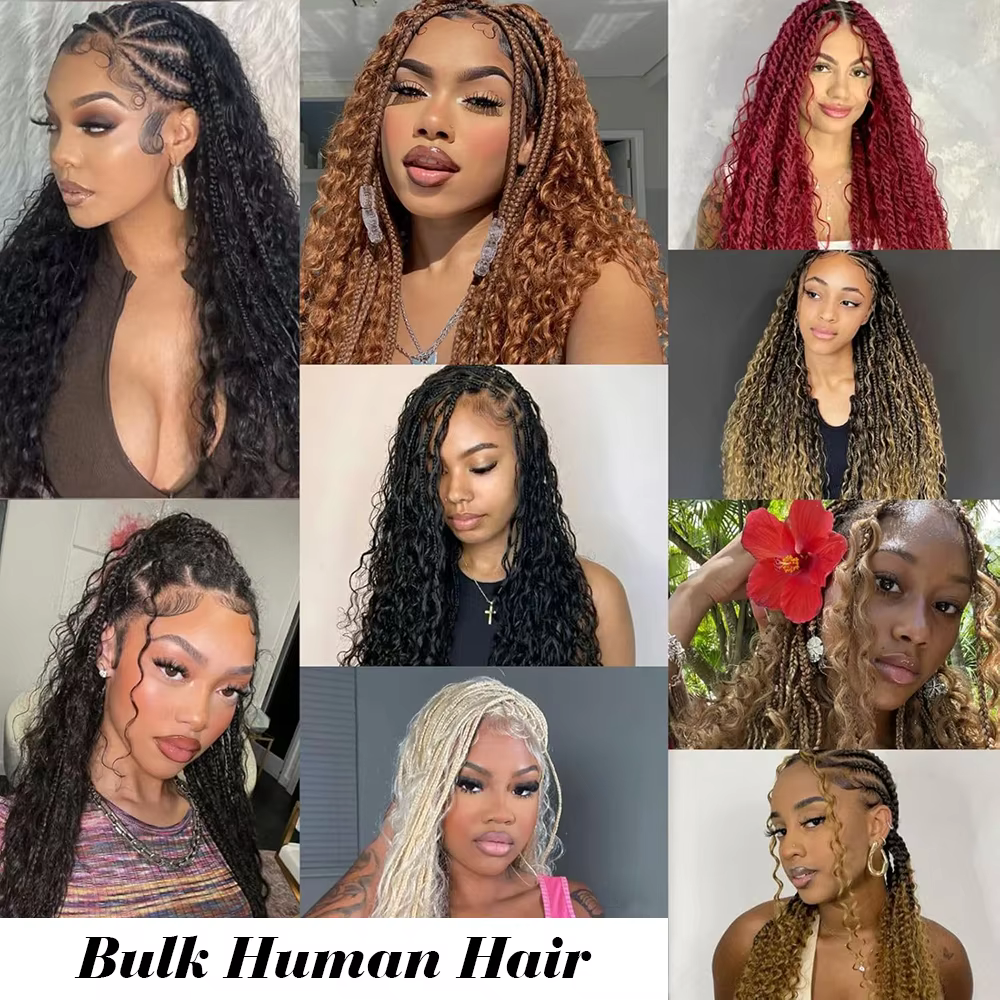 Tressage humain cheveux vague profonde en vrac cheveux humains 100g sans trame cheveux humains paque