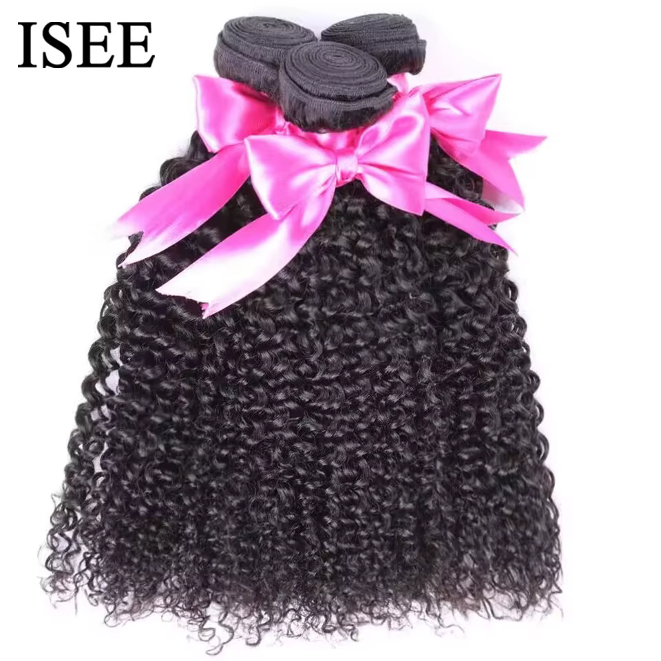 Tissage en lot brésilien naturel crépu bouclé-ISEE HAIR, couleur naturelle, extensions de cheveux, v