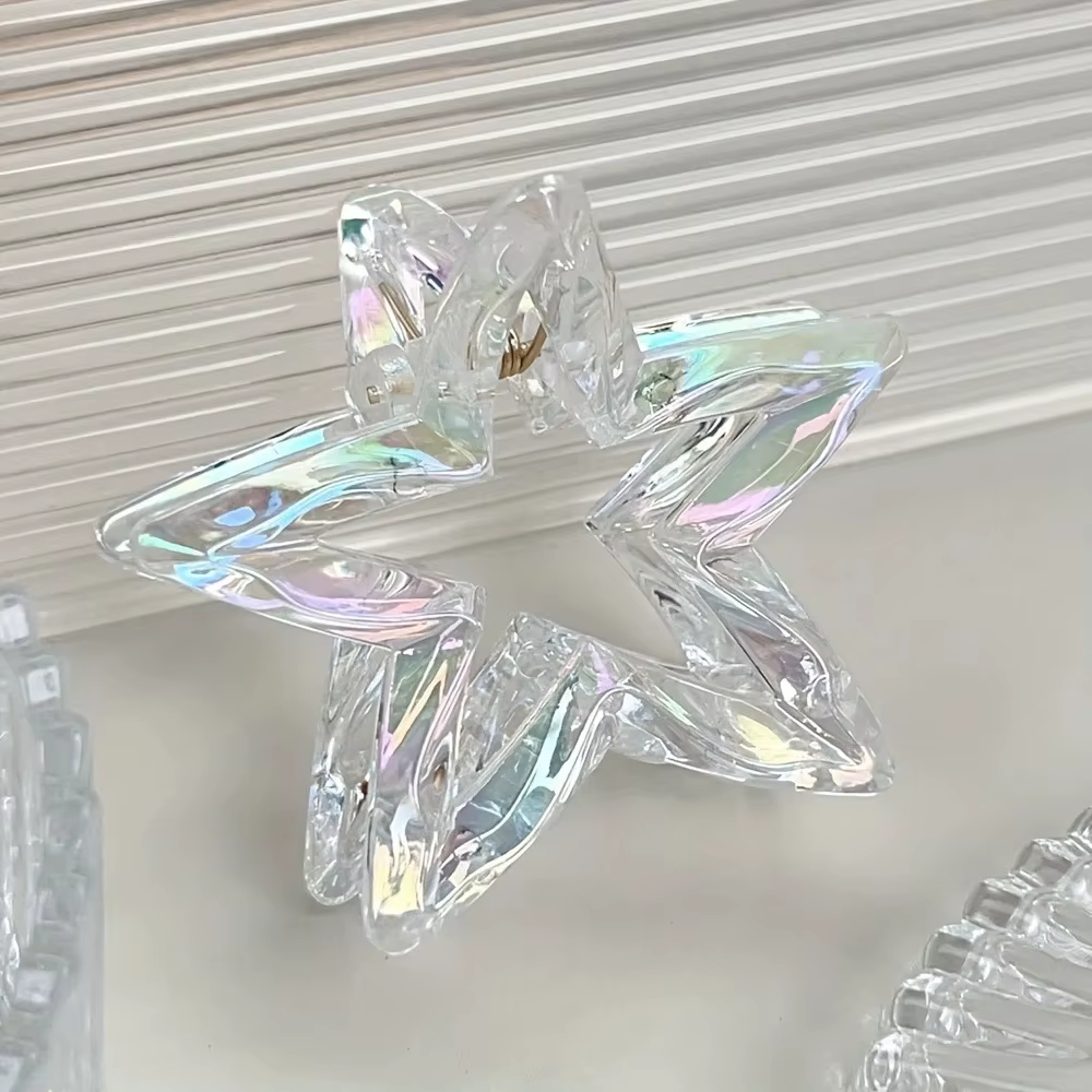 Pince à cheveux en cristal couleur bonbon, étoile creuse, requin, griffe de cheveux douce et mignonn
