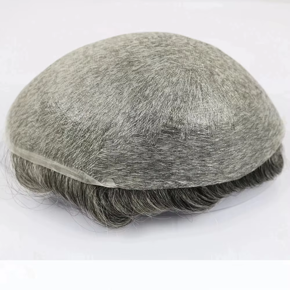 Prothèse de cheveux humains en silicone transparent pour hommes, peau ultra-mince, délié naturel, to