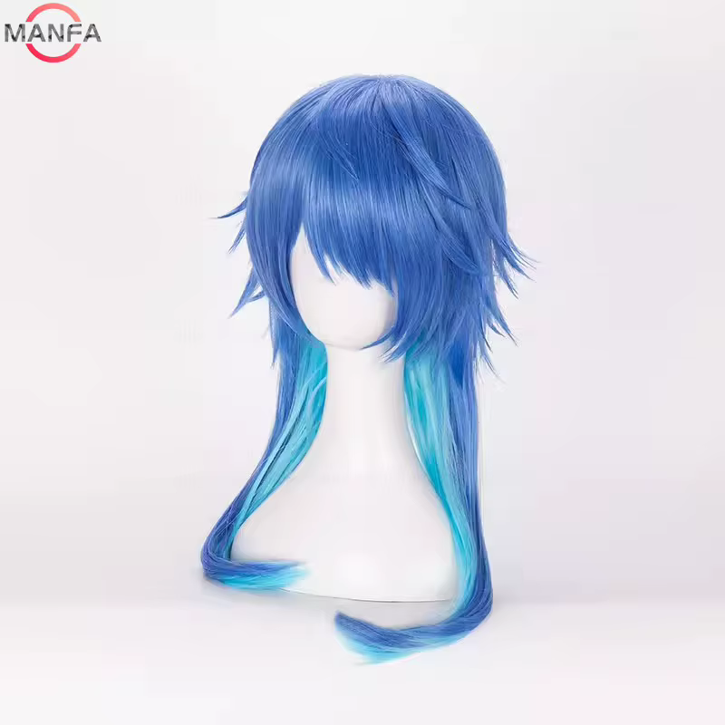 Dramatical Murder DMMD Seragaki Aoba Cosplay Perruque, Cheveux Synthétiques, Bonnet, Bleu Dégradé, D