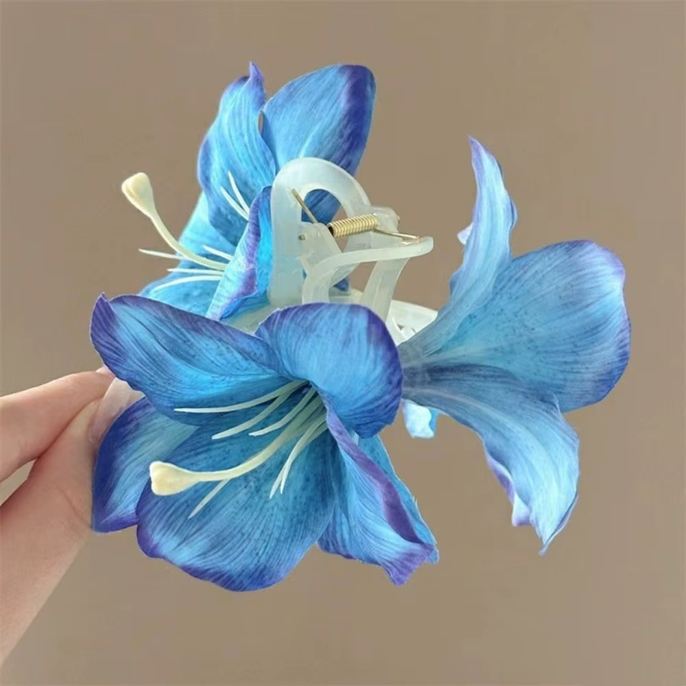 Pince à cheveux en plastique, fleur de lys violette, requin, Super féerique, accessoires pour cheveu