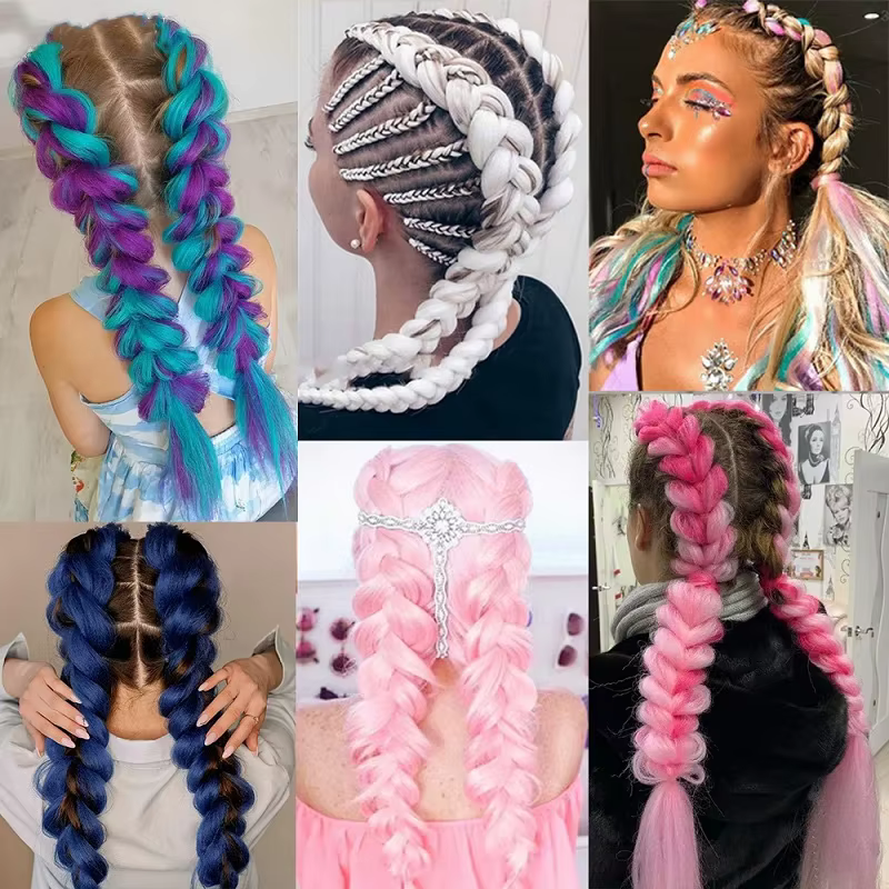 Tressage synthétique ombré 24 pouces, 1 paquet, boîte pré-étirée, Extensions de Crochet colorées Jum