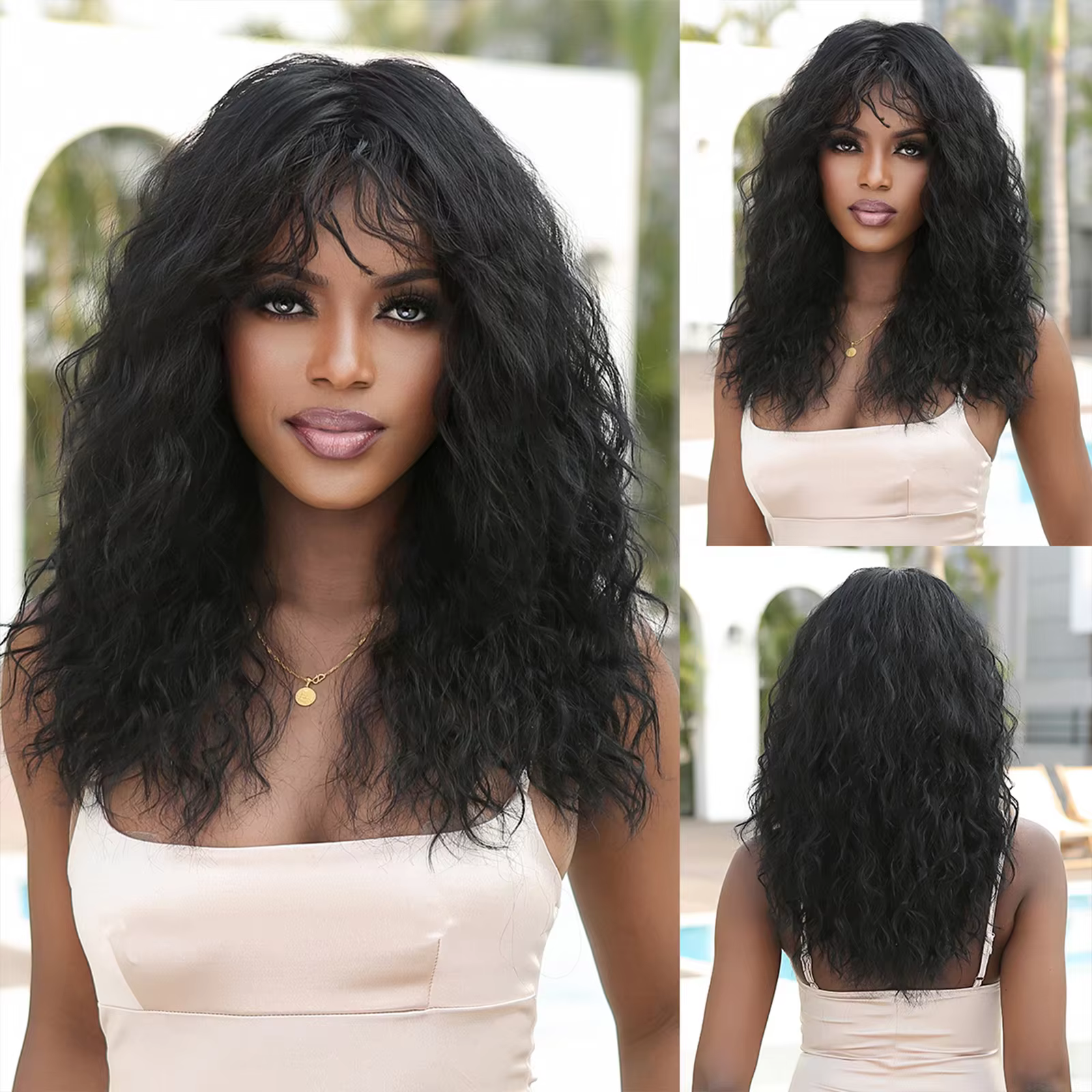 EASIHAIR – perruques synthétiques longues ondulées et bouclées à reflets bruns pour femmes, cheveux