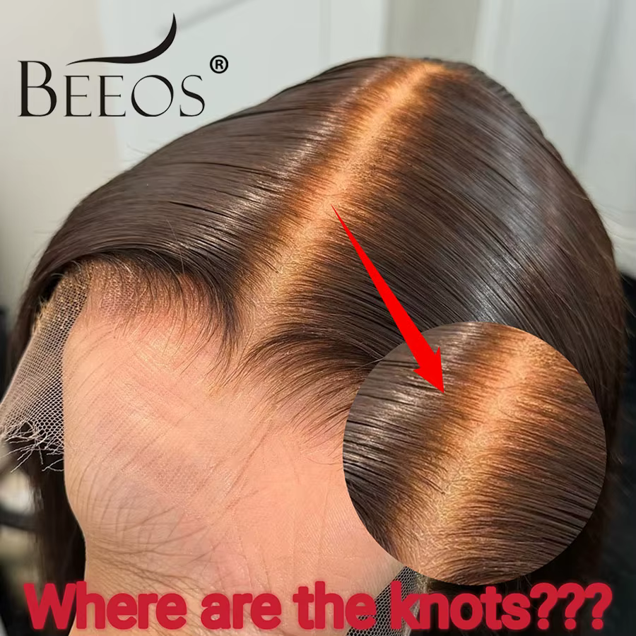 BEEOS-Perruque Lace Closure Wig sans colle, cheveux humains, 2.0 petits nœuds, 13x6, 34 pouces, 250%