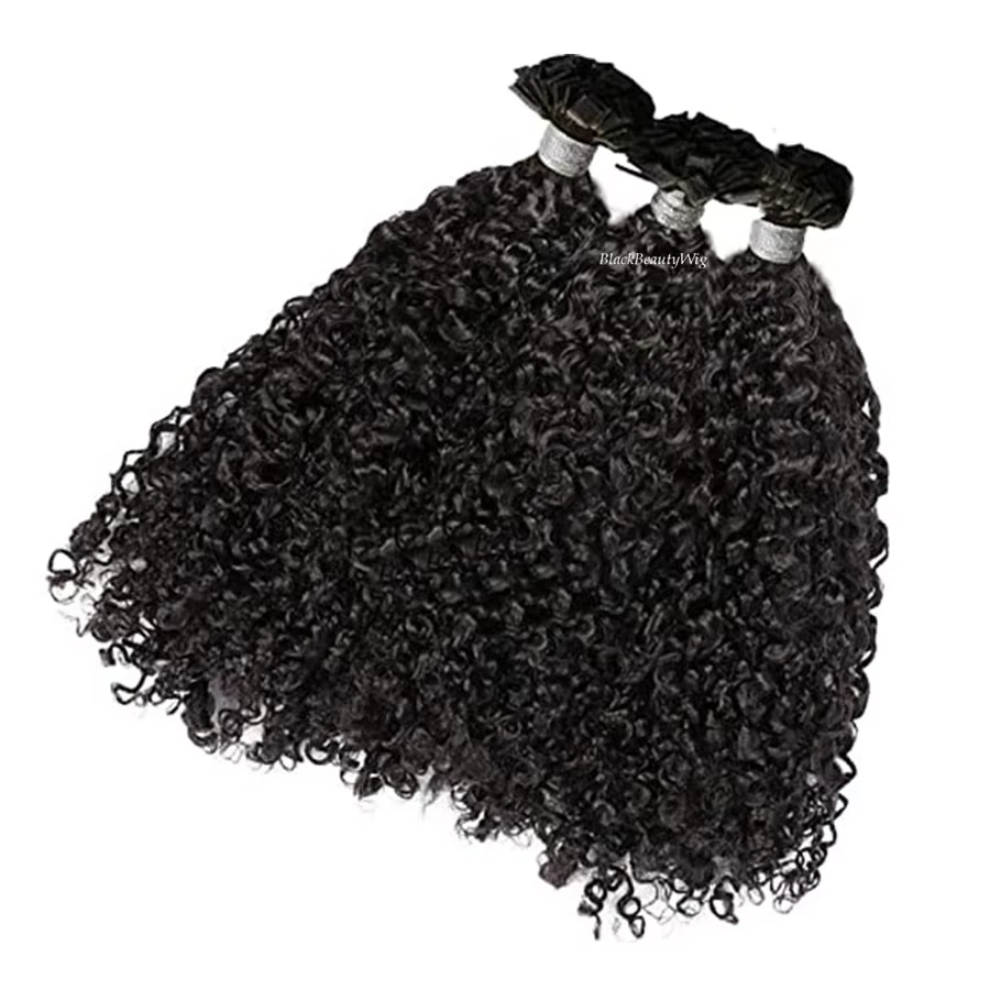 KerBrian KtHair-Extensions de Cheveux Malaisiens Naturels Bouclés, Bouclés, à Pointe Plate K, Pré-Co