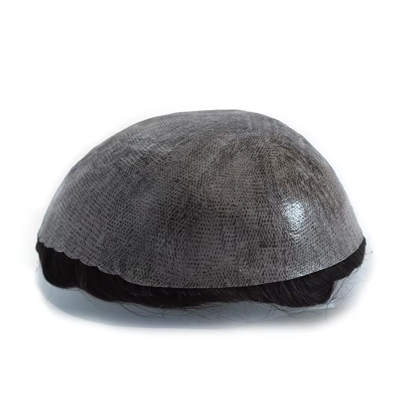 Prothèse capillaire masculine I SKIN 0.12-0.14mm en PU intégral avec nœuds, système de remplacement
