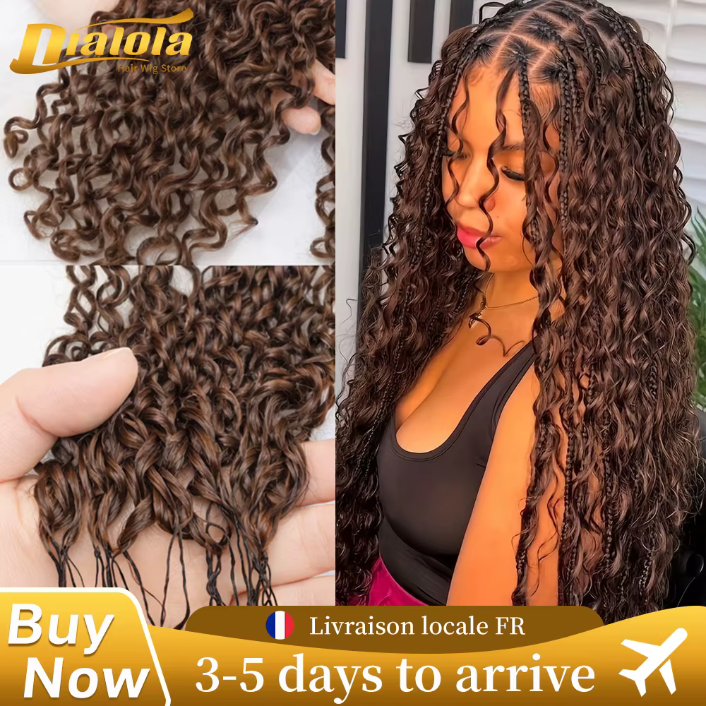 Chocolate Brown Crochet Human Hair Afro Kinky Burmese Curly Knotless Pre-Separated Crochet Feather H
