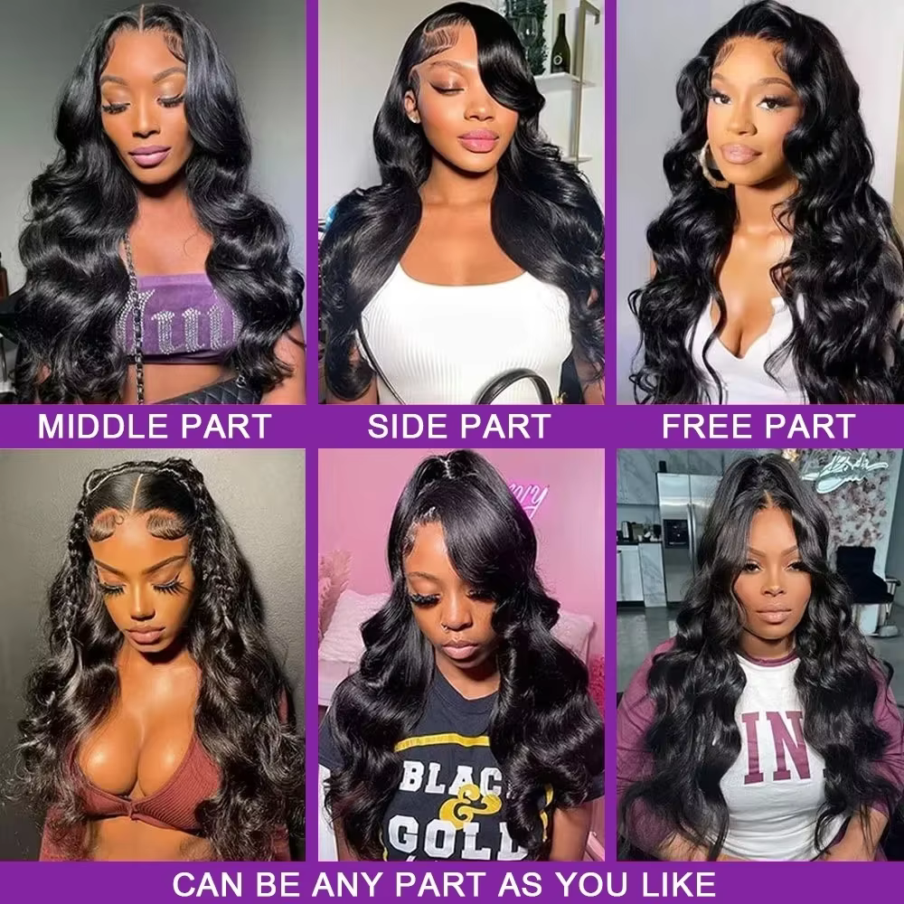 Perruque Lace Frontal Wig brésilienne naturelle, cheveux humains, Body Wave, 32 pouces, 13x4, 13x6,