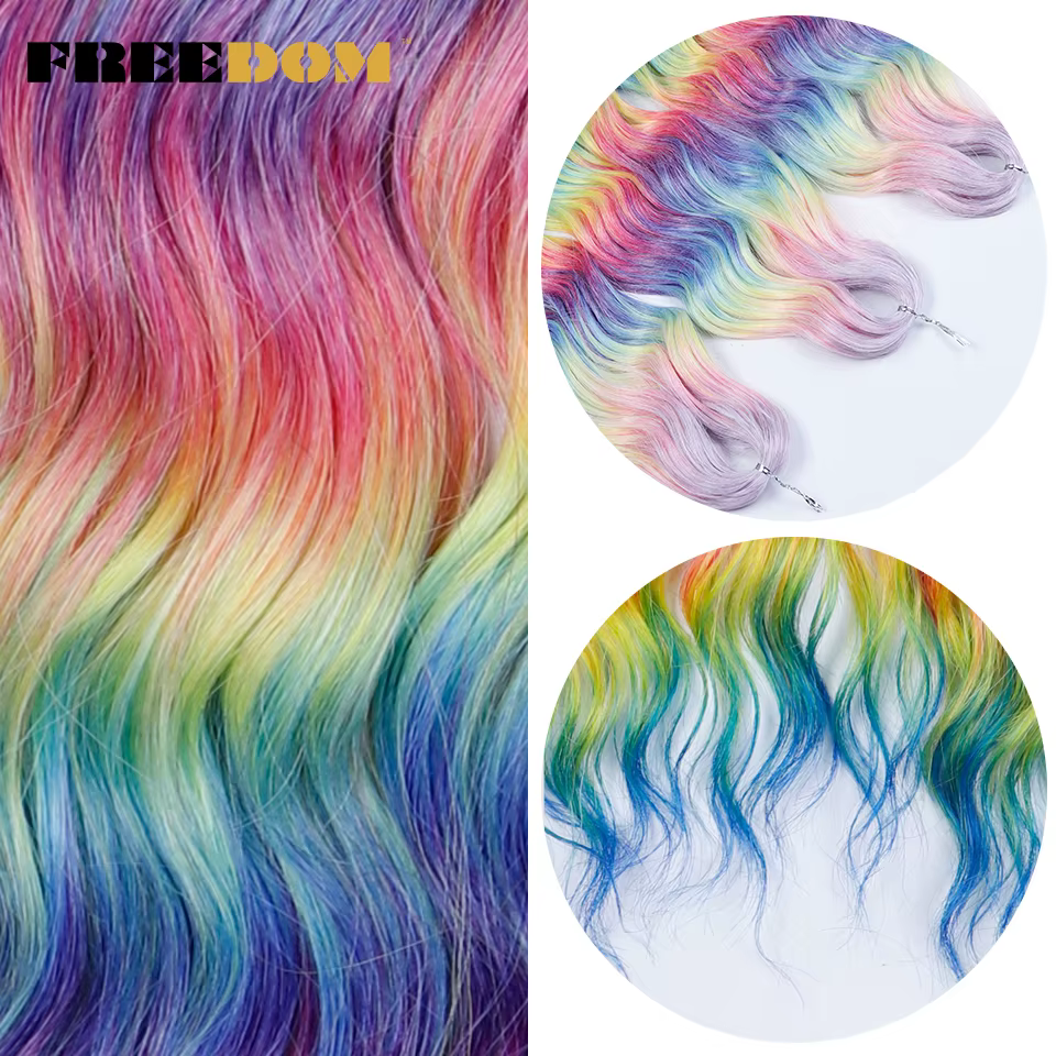 FREEDOM Extensions de cheveux tressés synthétiques ondulés profonds 24 pouces longs tresses bouclées