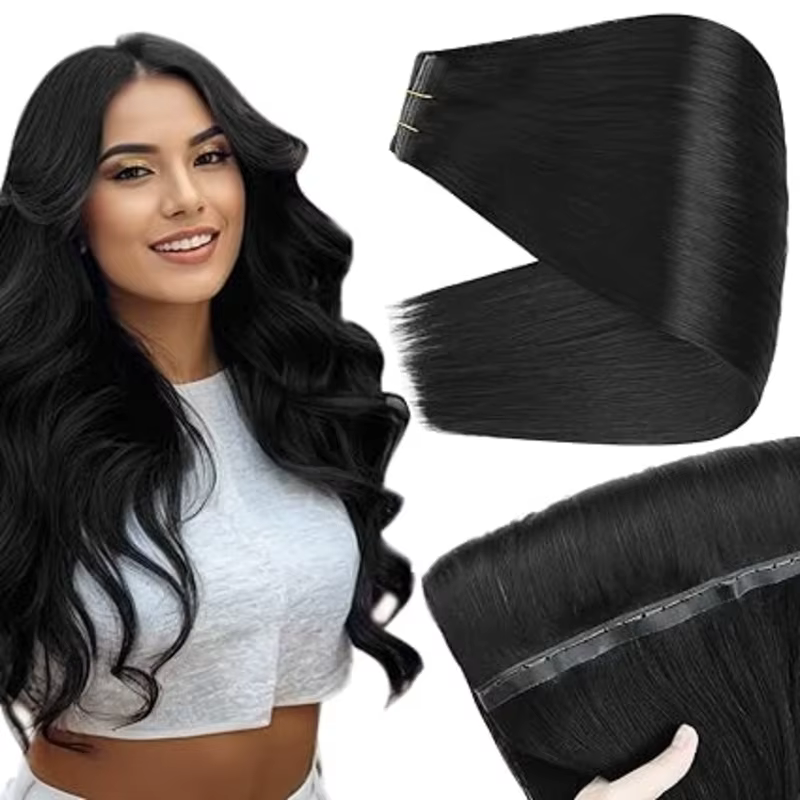 Pleine brillance 100 grammes papillon trame Extensions de cheveux cheveux humains Invisible Pu trou 