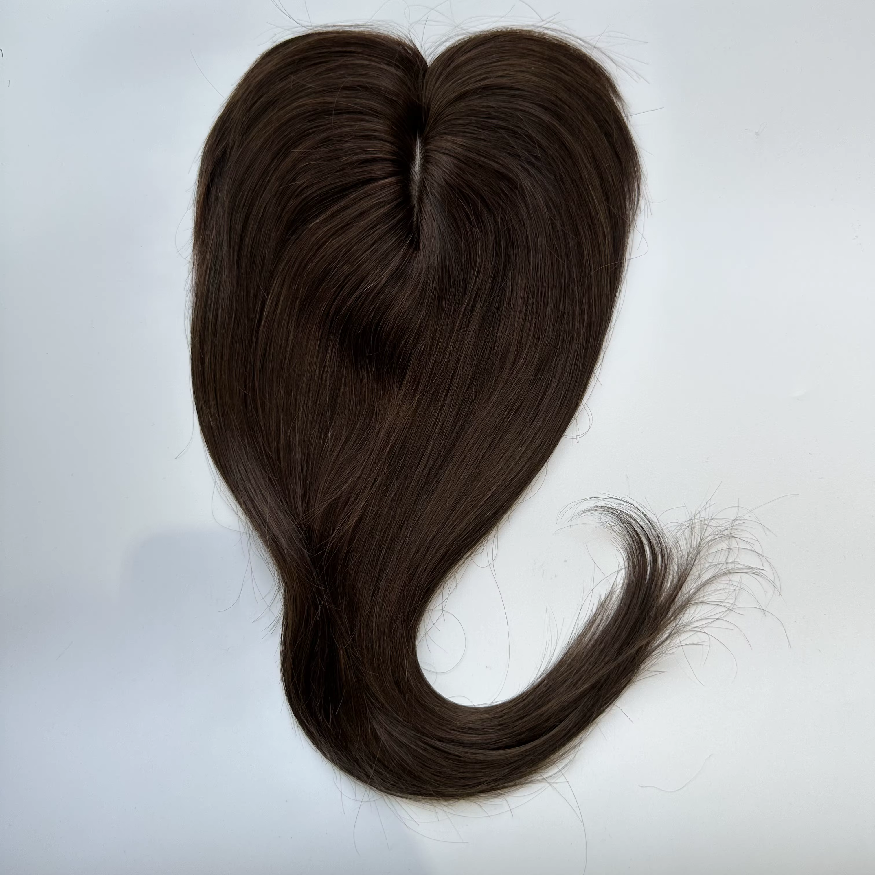 Postiche pour femmes, cheveux humains, avec partie centrale, frange en dentelle |   8x12cm 14-18 pou
