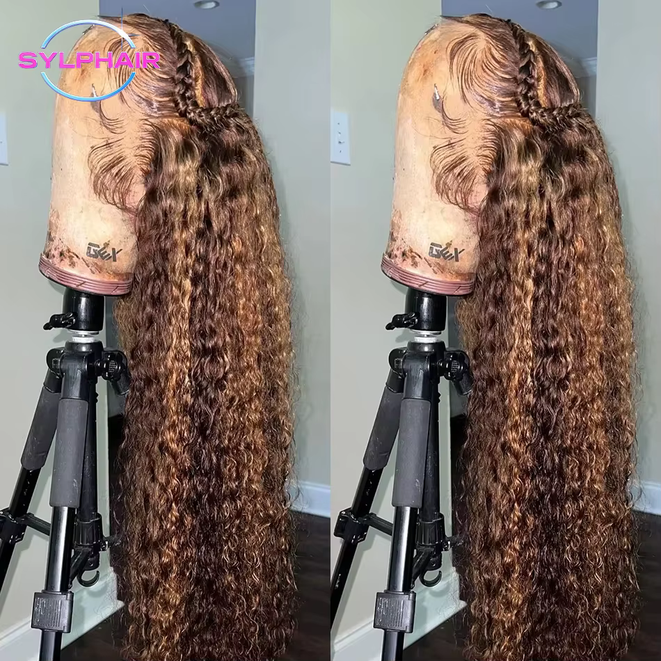 Perruque frontale en dentelle HD 13x6 de 30 à 40 pouces, cheveux humains pré-épilés, ondulations pro