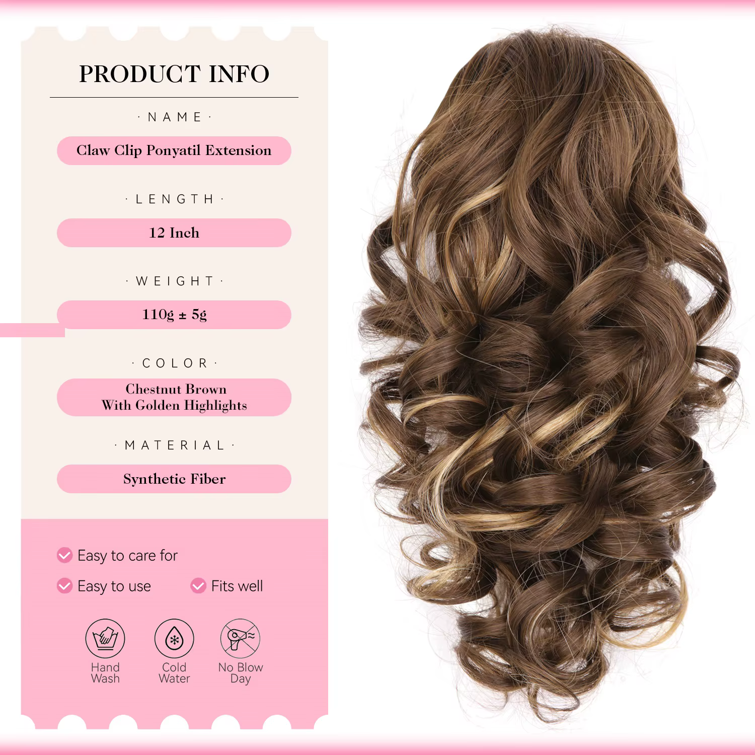 Extensions capillaires synthétiques bouclées et ondulées de 12 pouces, postiche courte et moelleuse