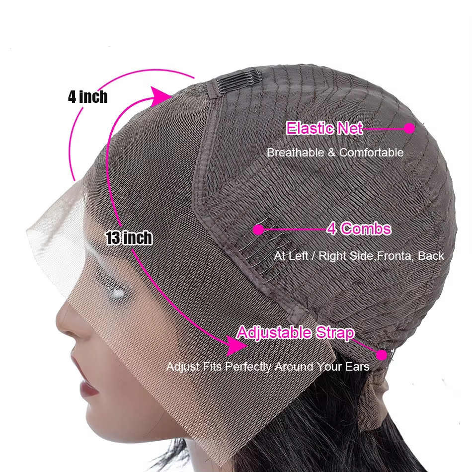 Moxika-Perruque Lace Front Wig naturelle lisse, cheveux humains, 13x4, 30 pouces