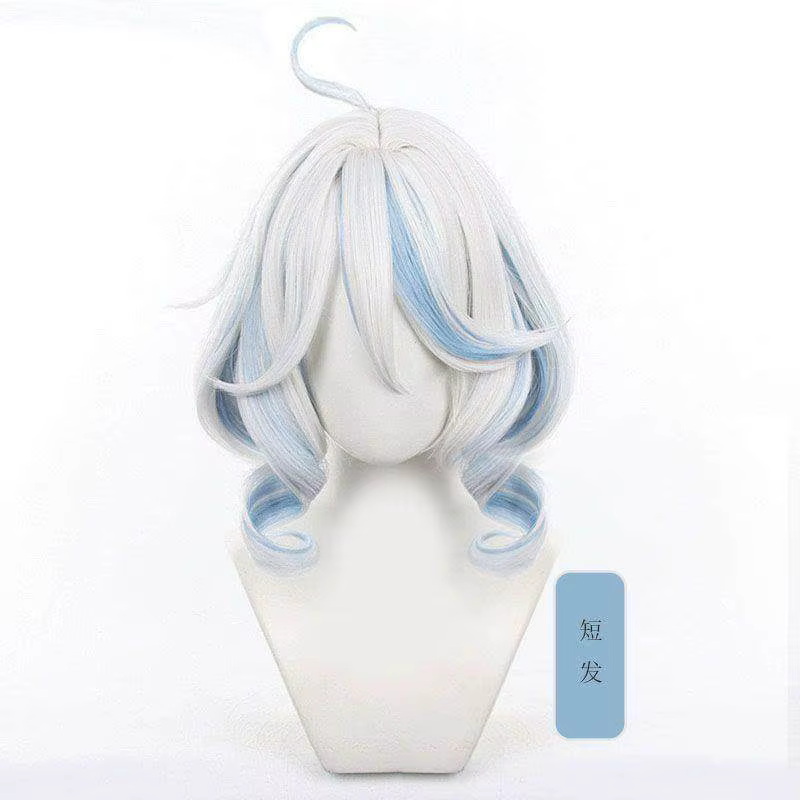 Perruque de cosplay Furina Genshin Impact Focalors, deux coiffures détachables, perruque longue et c