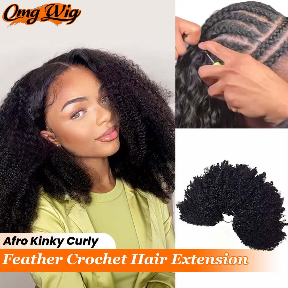 Extensions de cheveux au crochet Afro Kinky Curly de 3e génération, 100 % cheveux humains, réutilisa