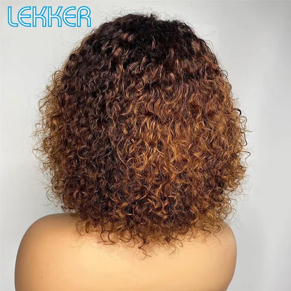 Lekker couleur courte Pixie Afro crépus bouclés Bob 100% perruques de cheveux humains pour les femme