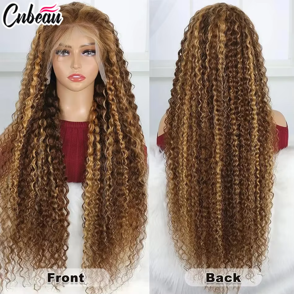 13x 6/13X4 HD dentelle frontale perruque miel blond mettre en évidence vague profonde perruques 100%