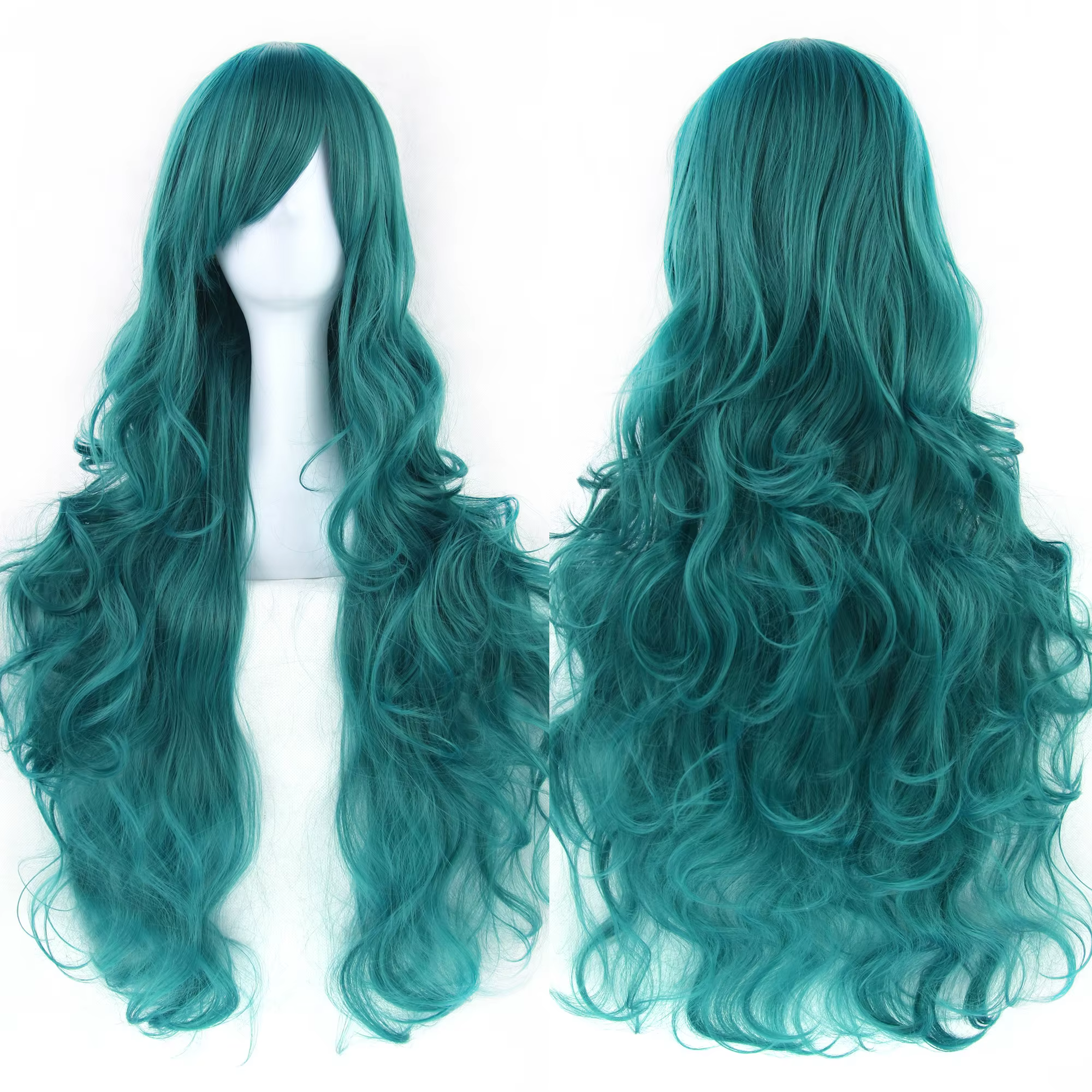 Soowee cheveux synthétiques longs bouclés perruque verte postiche rose noir fête cheveux Cosplay per