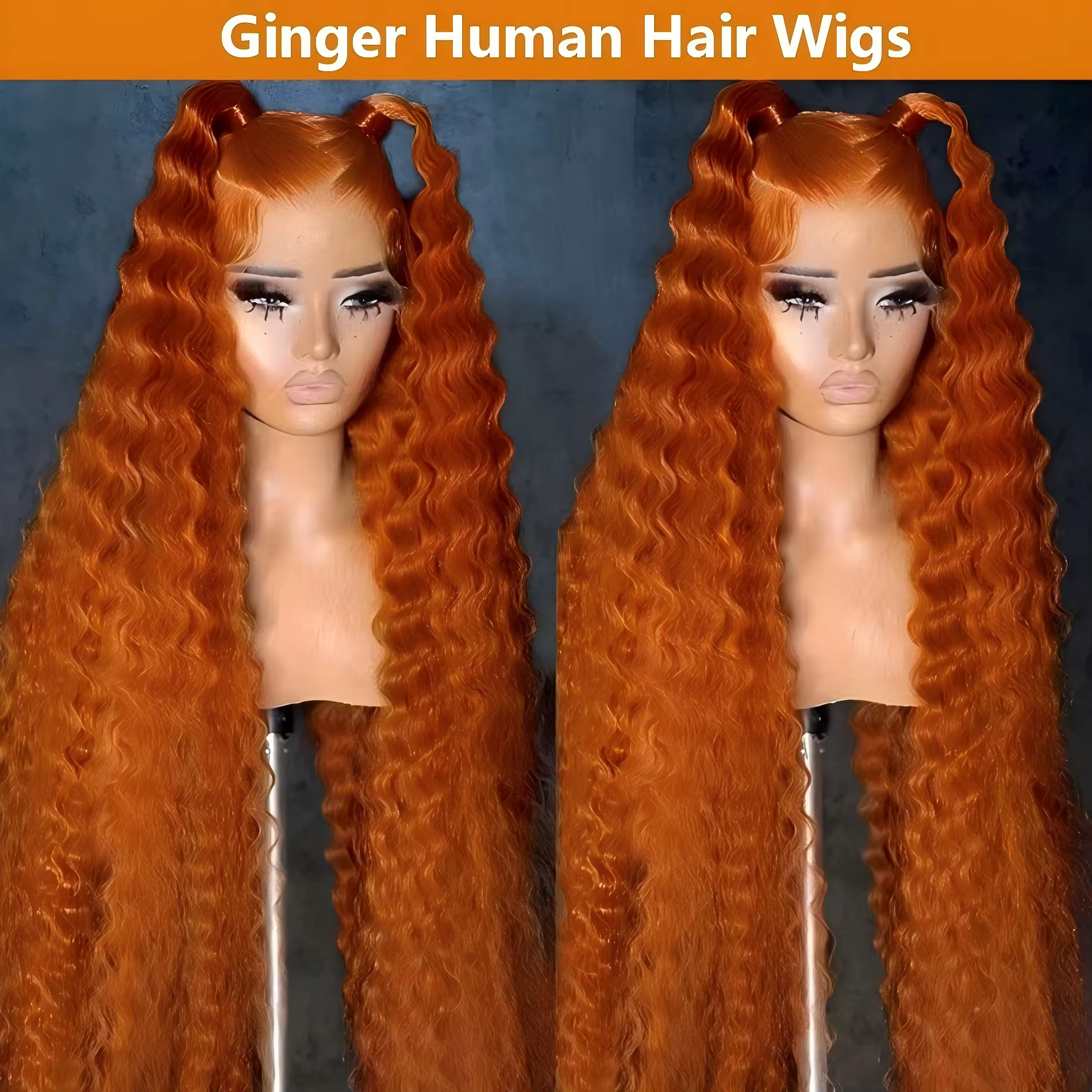 Perruque de cheveux humains au gingembre 250 densité 13X6 Hd perruque frontale en dentelle vague pro