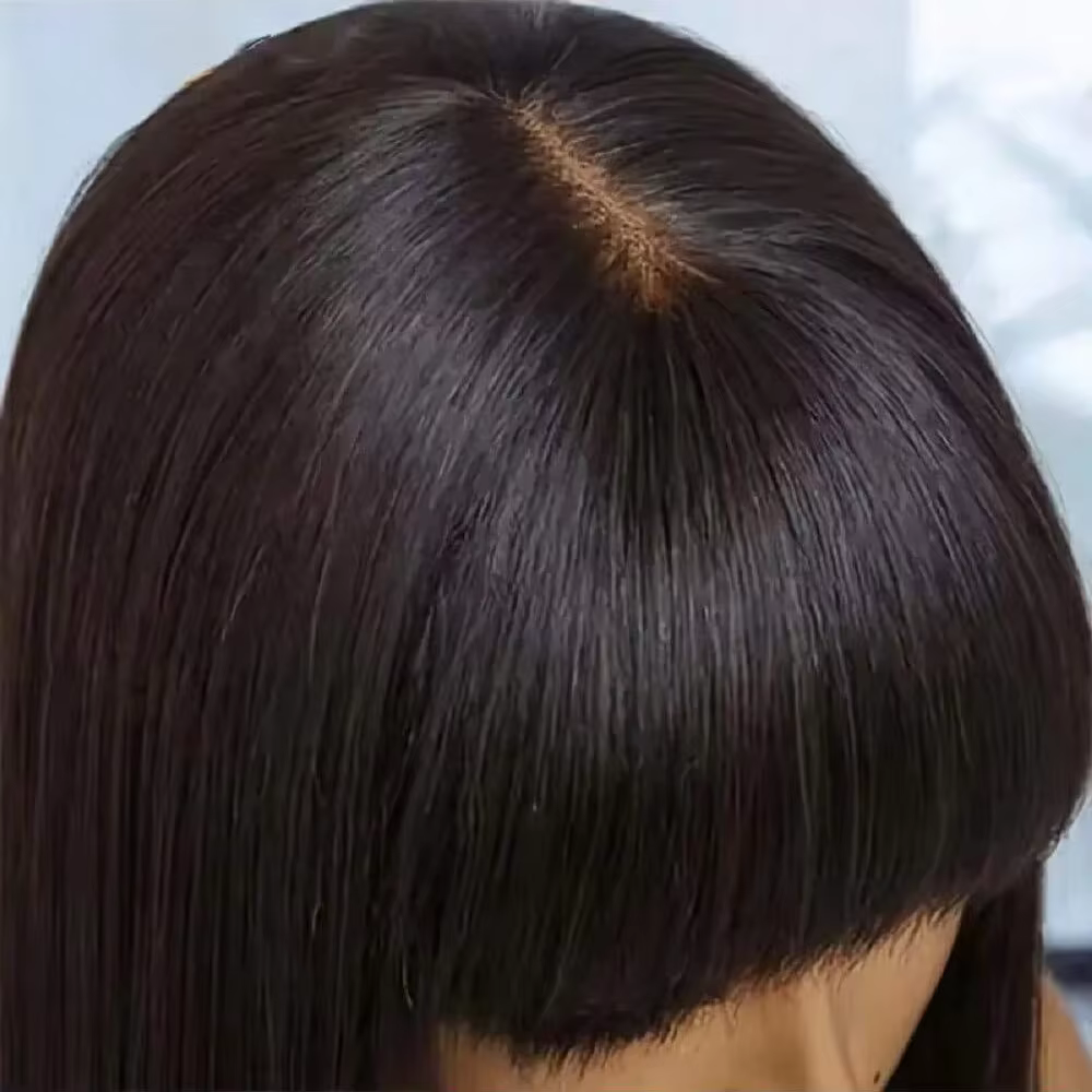 3X1 Middle Part Lace Wig Bob Wigs Full Machine Made Bone Straight Human Hair Wigs With Bangs Short B