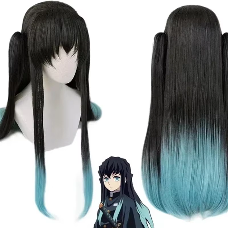 Perruque de Cosplay Anime Tokitou Muichirou, perruque Muichiro Tokito, perruques synthétiques résist