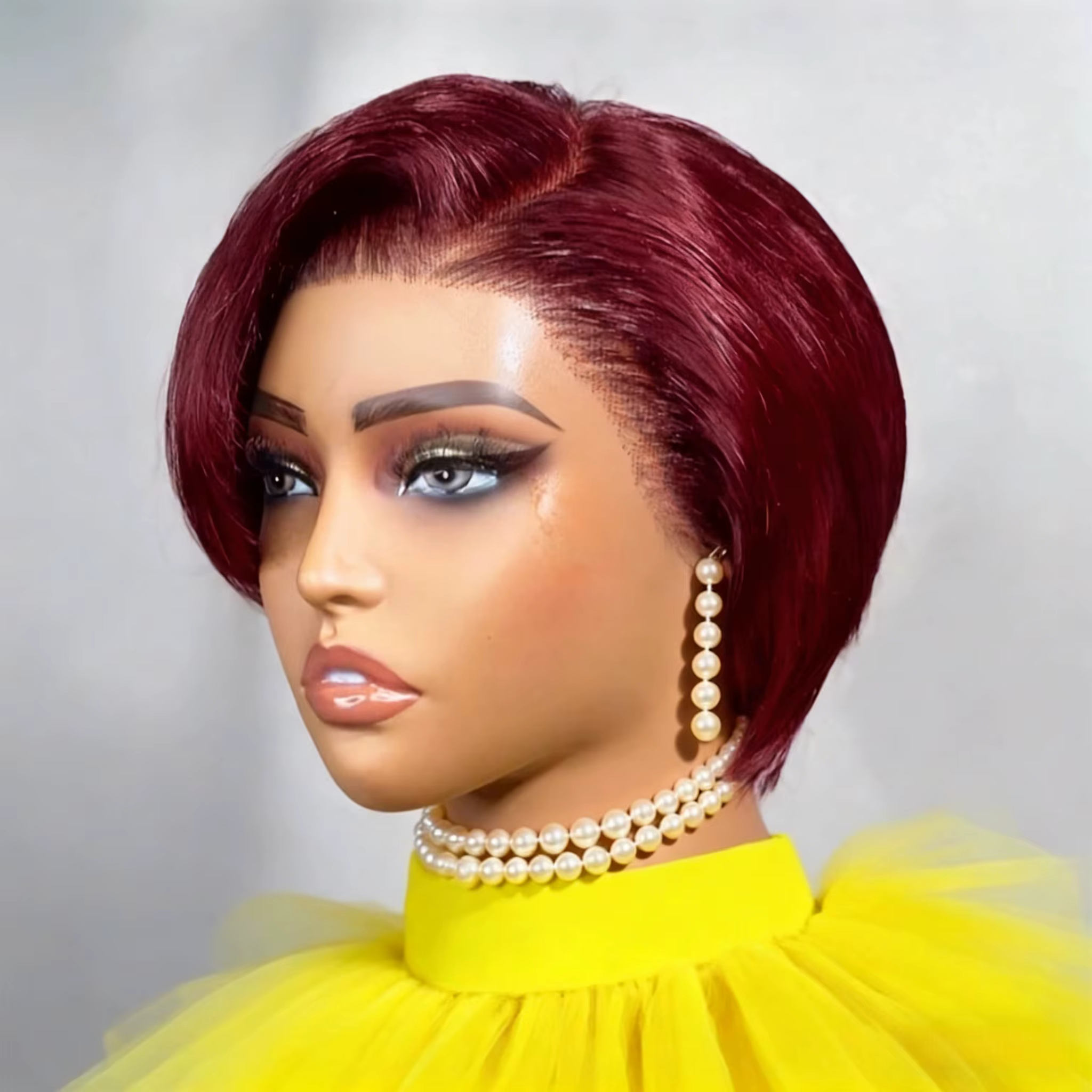 Perruque coupe lutin cheveux humains 13x4 perruques avant de dentelle 8 pouces perruques courtes Bob