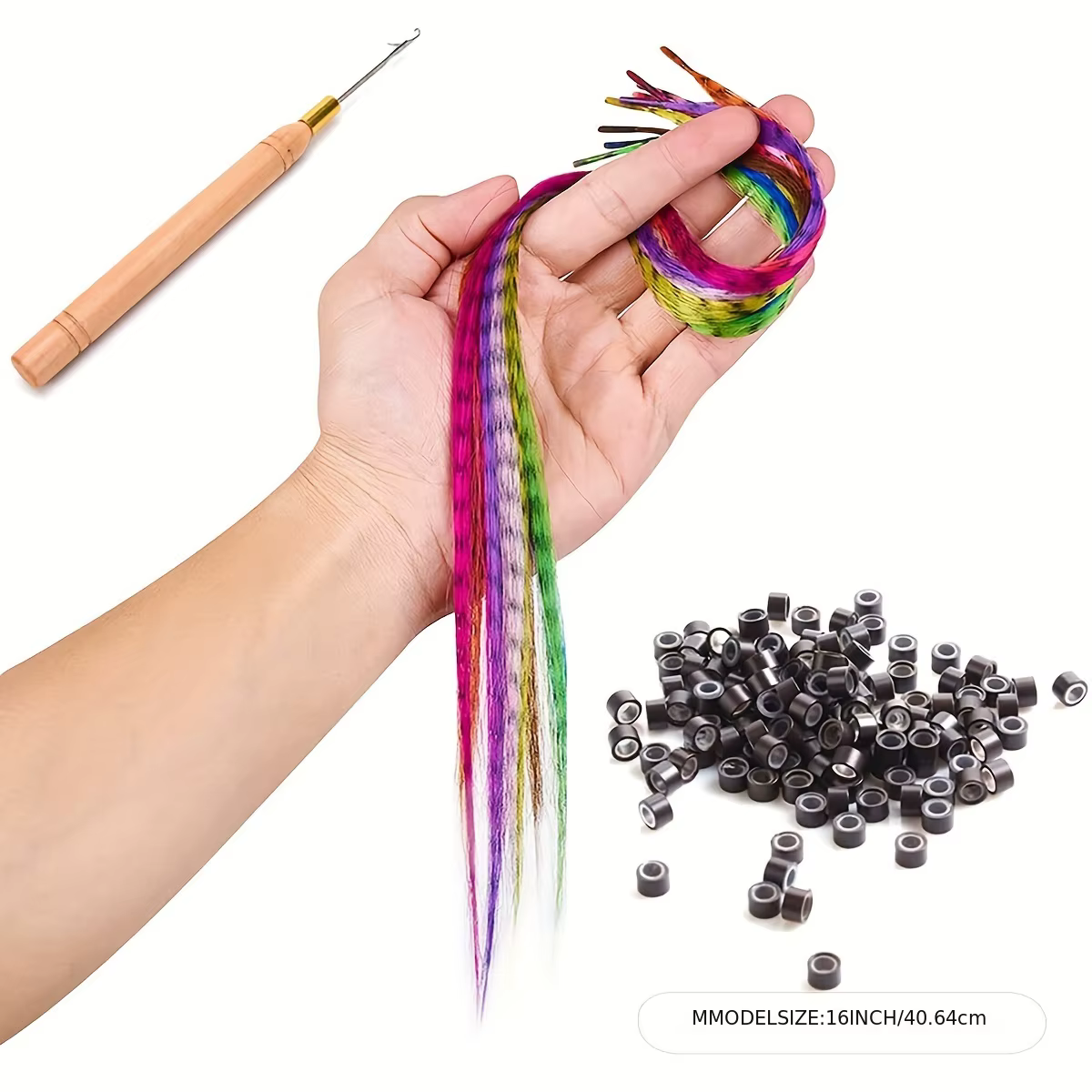 Extensions de cheveux en plumes vibrantes, 10 brins, 10 couleurs, 16 pouces, kit de plumes de cheveu