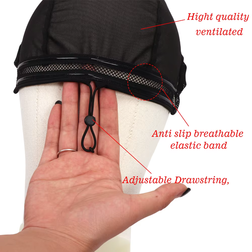 Nunify noir 4X4 13X4 perruque faisant casquette Invisible dentelle bord réglable dentelle perruque c