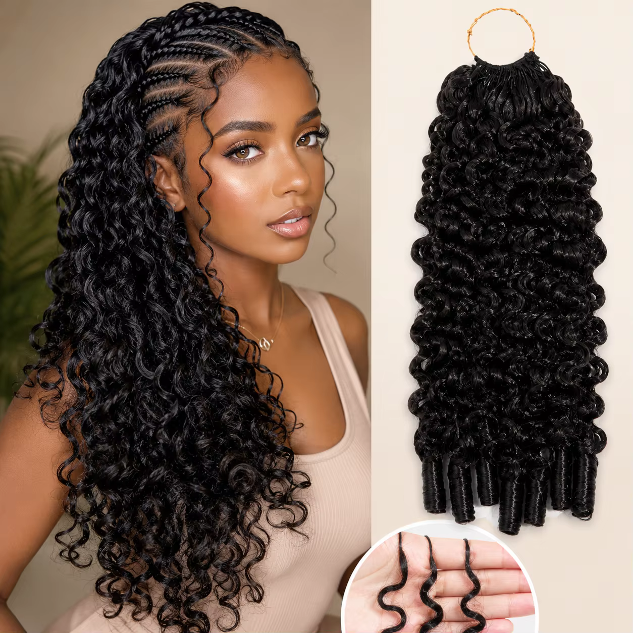 Extensions de cheveux humains bouclés birmans au crochet, micro-traces sans couture, cheveux au croc