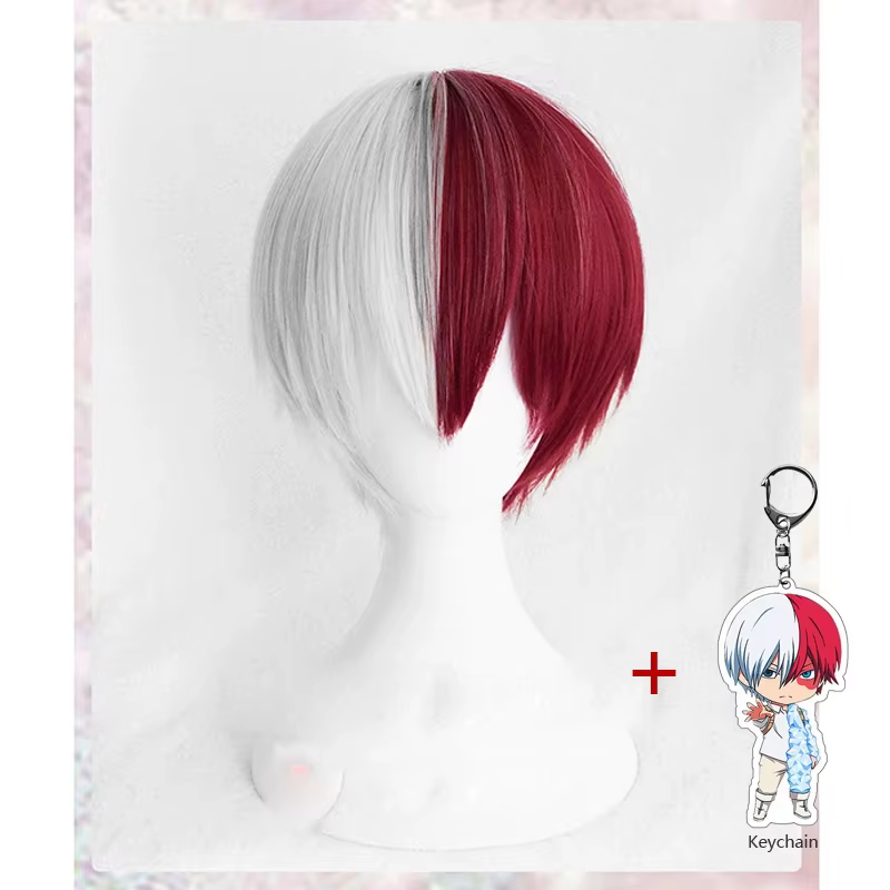 Haute qualité Boku no Hiro Akademia Shoto Todoroki Shouto Cosplay perruque argent blanc rouge Anime 