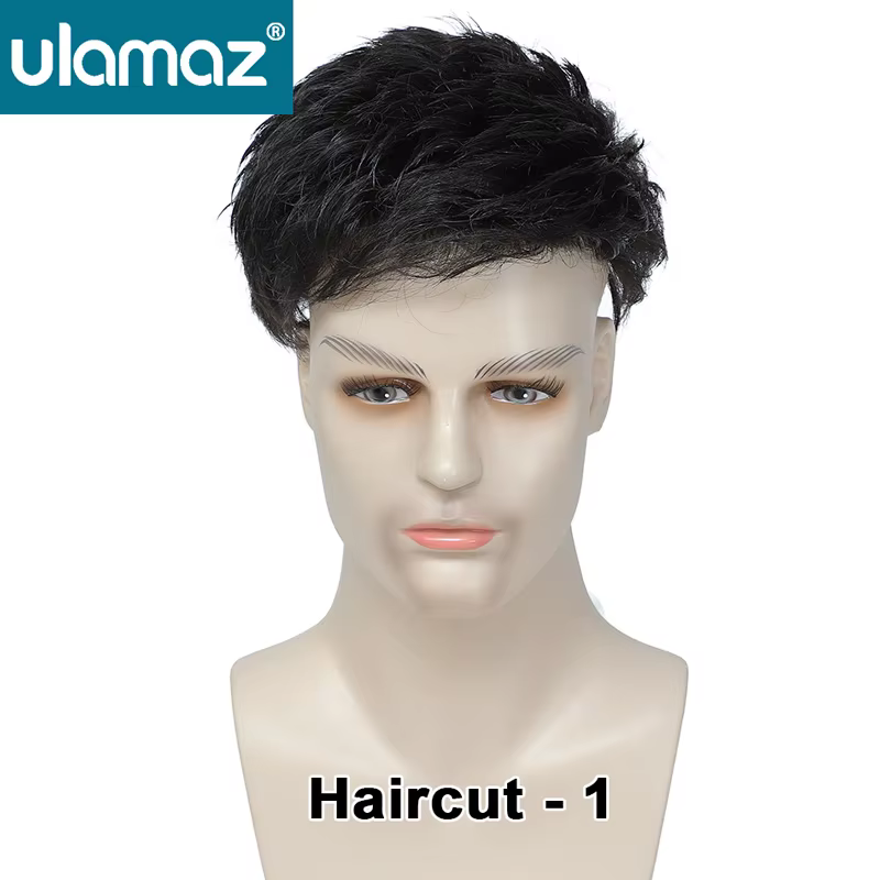 Perruques pour hommes, coupe de cheveux en cheveux humains, prothèse capillaire masculine, toupet en