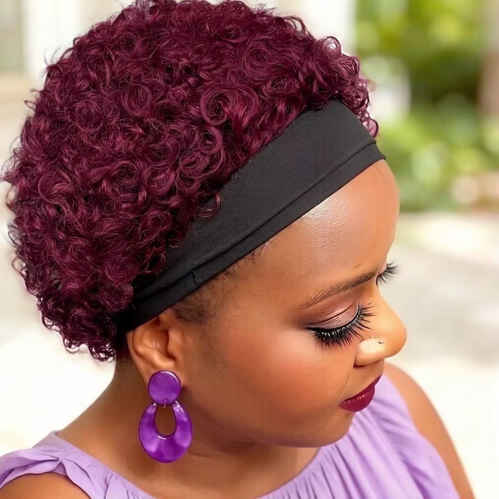 Perruque bandeau en cheveux humains bouclés, entièrement fabriquée à la machine, pour femmes, couleu