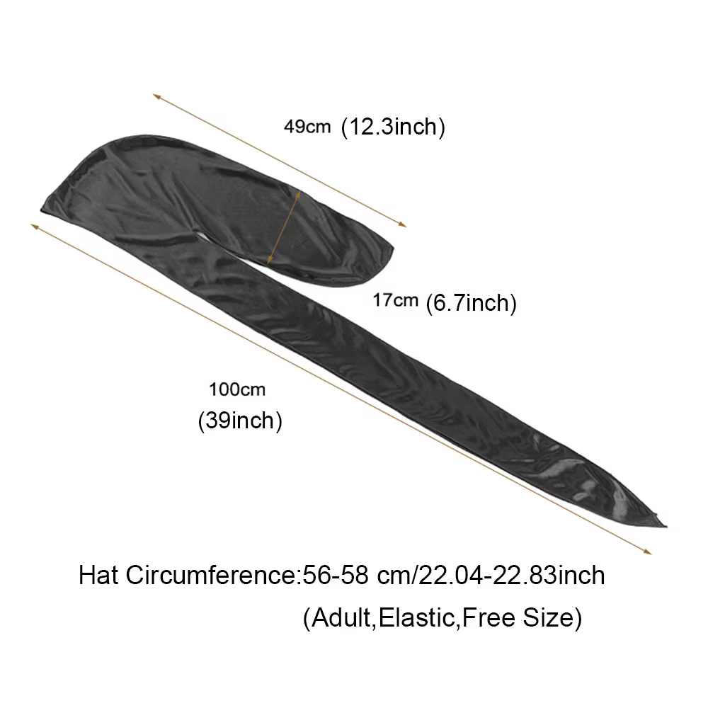 Turban en Satin à Longue Queue pour Homme et Femme, Unisexe, Bandeau de Sauna Hip Hop, Motard, 7,5