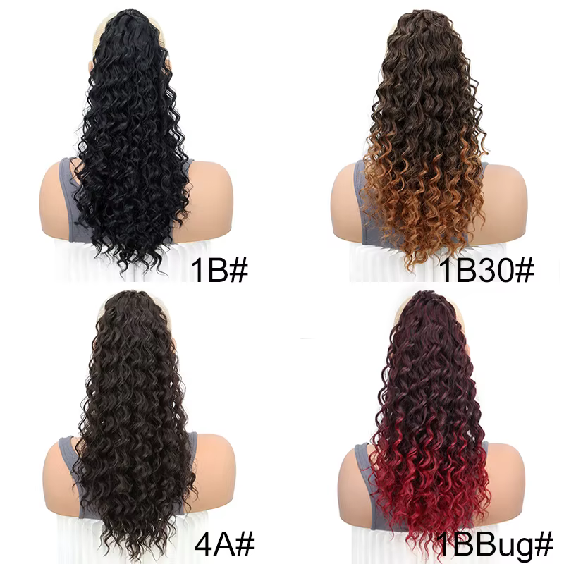 WIGSIN 18 pouces synthétique crépus bouclés queue de cheval cheveux courts moelleux bouclés cordon p