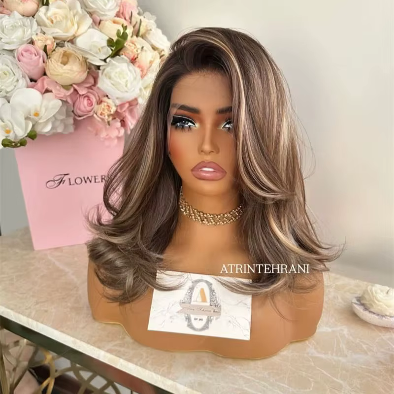 Perruque Lace Front Synthétique 13x4 à Raie Libre, Ligne de Cheveux Pré-épilée, Ombré Blond Brun ave
