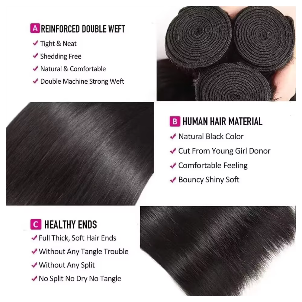 12A Tissage Cheveux Humains Mèches Cheveux Humain Avec Closures 2X6/5x5/13x4 Closure Tissage Cheveux