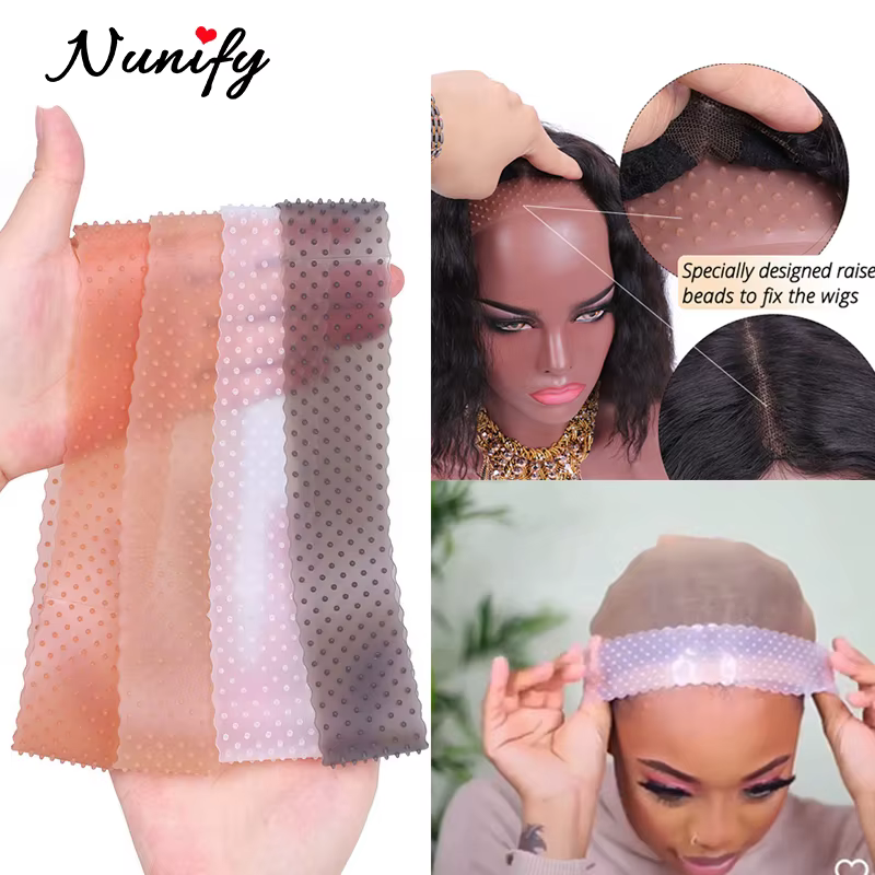 Petit bandeau en Silicone pour fixer la perruque sans colle, bandeau noir antidérapant en Silicone,