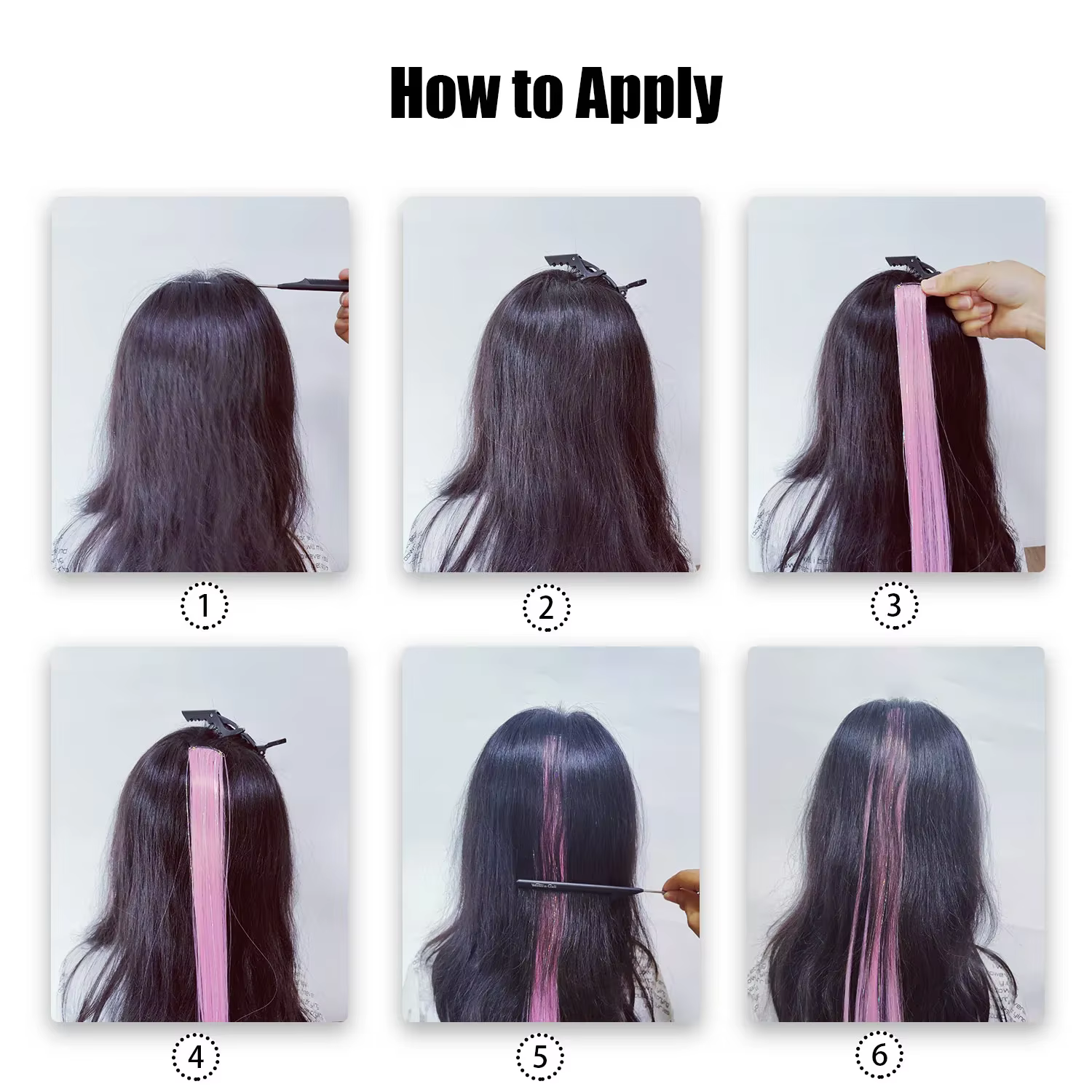 Extensions de cheveux multicolores à clips, mélange de tinsels, extensions de cheveux colorés, cheve